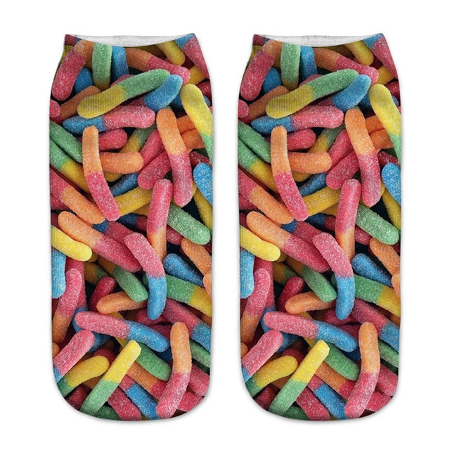 

12 Pairs Food And Fruit Print 3D Kawaii Socks(A038)