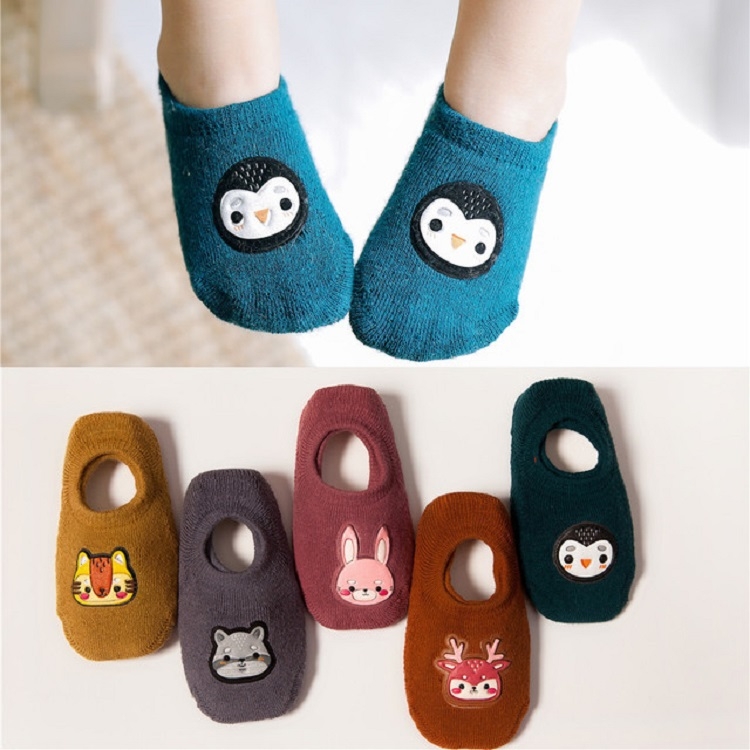 

5 Pairs Children Silicone Invisble Sailboat Socks Cartoon Non-slip Toddler Socks, Size:4-6 Years Old, Style:Tiger