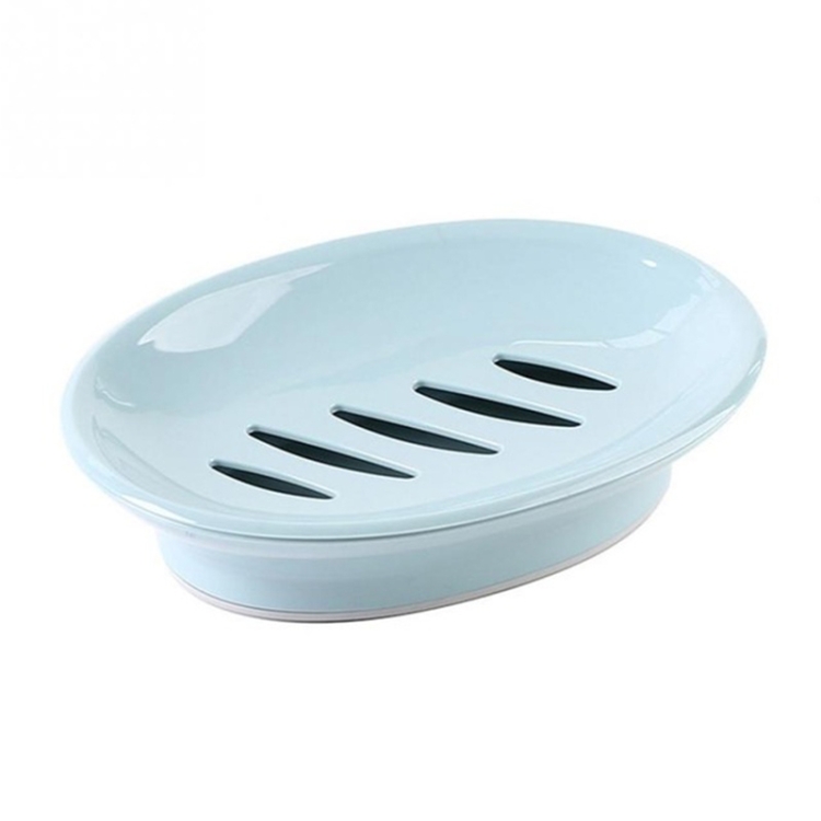 

Double Lattice Home Bathroom Soap Dish Box Case Holder Container(Blue)