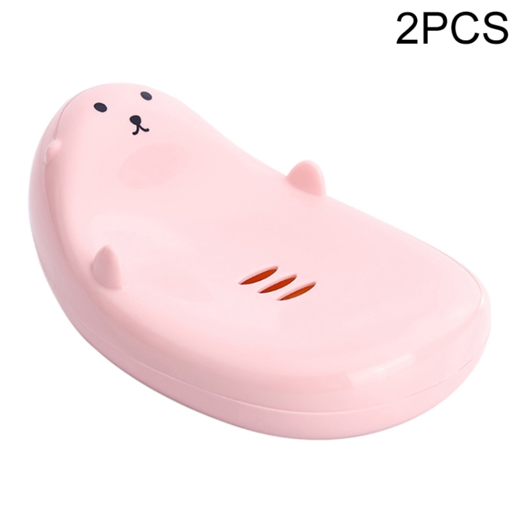 

2 PCS Cartoon Soap Box Bathroom Drainage Soap Frame(Pink)