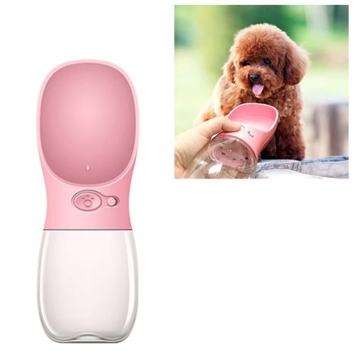 

Portable Pet Dog Water Bottle Small Large Dog Travel Puppy Cat Drinking Water Bowl Outdoor Pet Water Dispenser Feeder Pet Supplies, Size:350 ml(Pink)