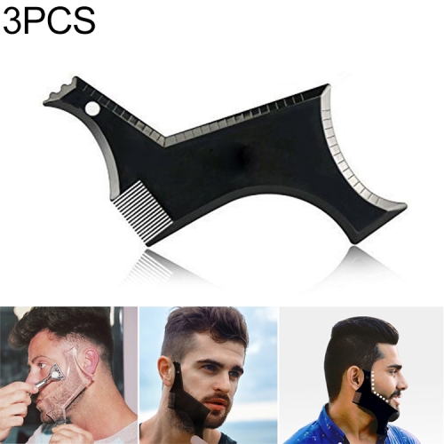 

3 PCS Beard Styling Template Stencil Men Comb All-In-One Beard Shaping Tool(Black)