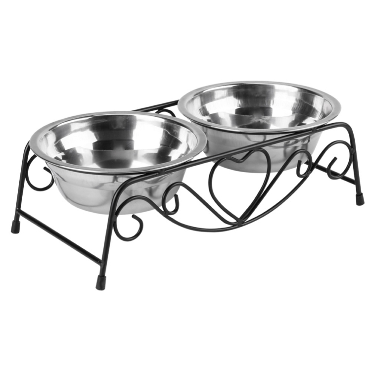 

3 PCS Double Pet Supplies Dog Bowl Stainless Steel Plastic Cat Food Feeding Feeder Food and Water Dish Bowl