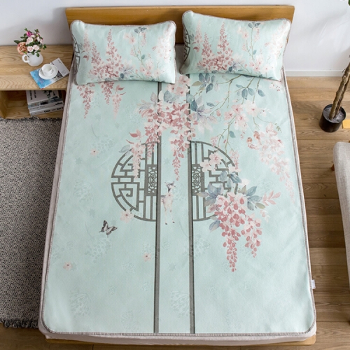 

Bedding Set Summer Foldable Washable Ice Silk Pillowcase and Soft Mat, Size:180x200cm(1xMat,2x Pillowcase）(Fragrant City)