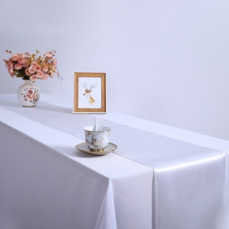 

10 PCS Satin Tablecloth Table Decoration for Home Party Wedding Christmas Decoration, Size:30X275CM(White)