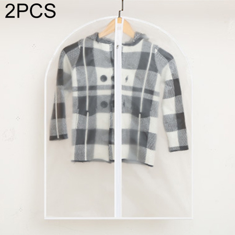 

2 PCS Transparent Wardrobe Storage Bags Cloth Hanging Garment Suit Coat Dust Cover with Zipper, Specification:45cmx60cm