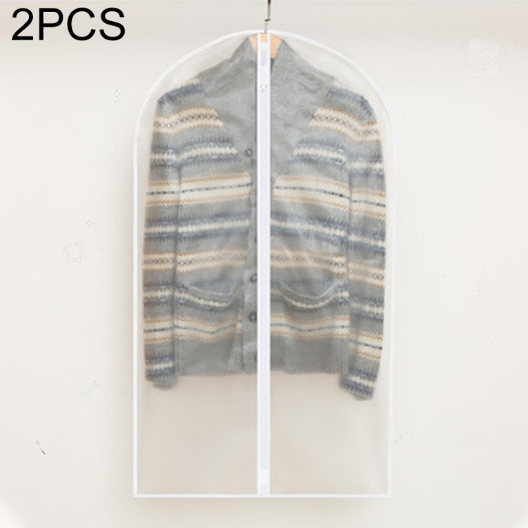 

2 PCS Transparent Wardrobe Storage Bags Cloth Hanging Garment Suit Coat Dust Cover with Zipper, Specification:60cmx80cm