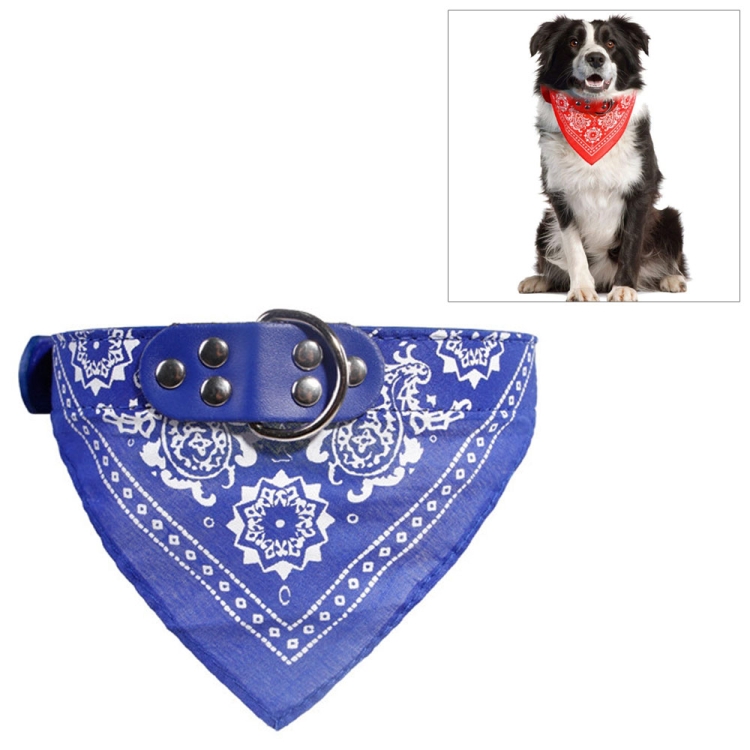 

Adjustable Dog Bandana Leather Printed Soft Scarf Collar Neckerchief for Puppy Pet, Size:L(Blue)