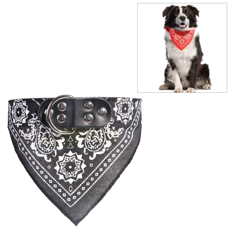 

Adjustable Dog Bandana Leather Printed Soft Scarf Collar Neckerchief for Puppy Pet, Size:L(Black)