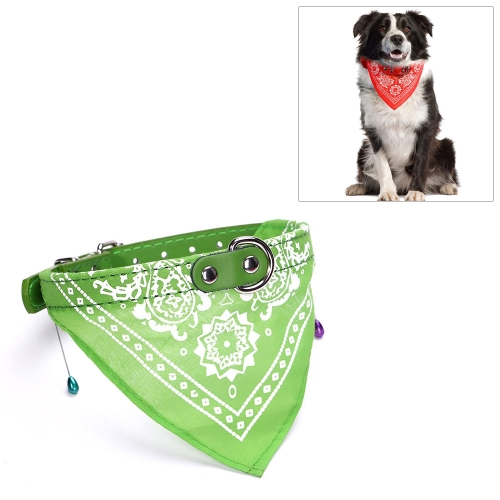 

Adjustable Dog Bandana Leather Printed Soft Scarf Collar Neckerchief for Puppy Pet, Size:M(Green)