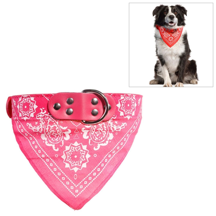 

Adjustable Dog Bandana Leather Printed Soft Scarf Collar Neckerchief for Puppy Pet, Size:S(Magenta)