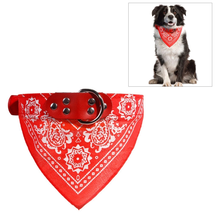 

Adjustable Dog Bandana Leather Printed Soft Scarf Collar Neckerchief for Puppy Pet, Size:XL(Red)