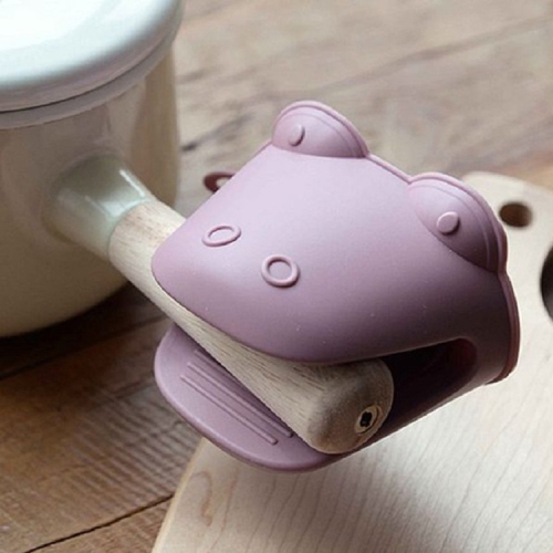 

Cartoon Hippo Shape Household Kitchen Insulation Clip Silicone High Temperature Casserole Anti-scalding Clip(Purple Pink)