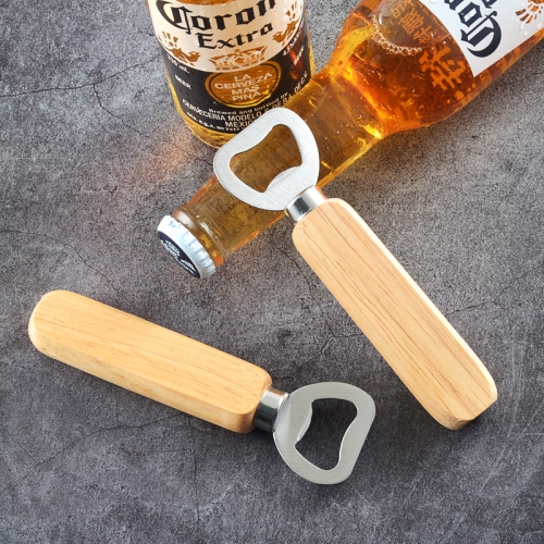 

2 PCS Stainless Steel Beer Bottle Opener with Rubber Wood Handle Creative Gift Soda Bottle Driver