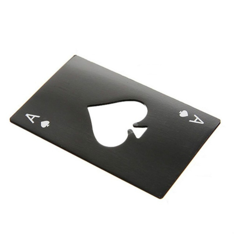 

2 PCS Stainless Steel Bottle Beer Opener Poker Playing Card Spades Soda Bottle Cap Opener(Black)