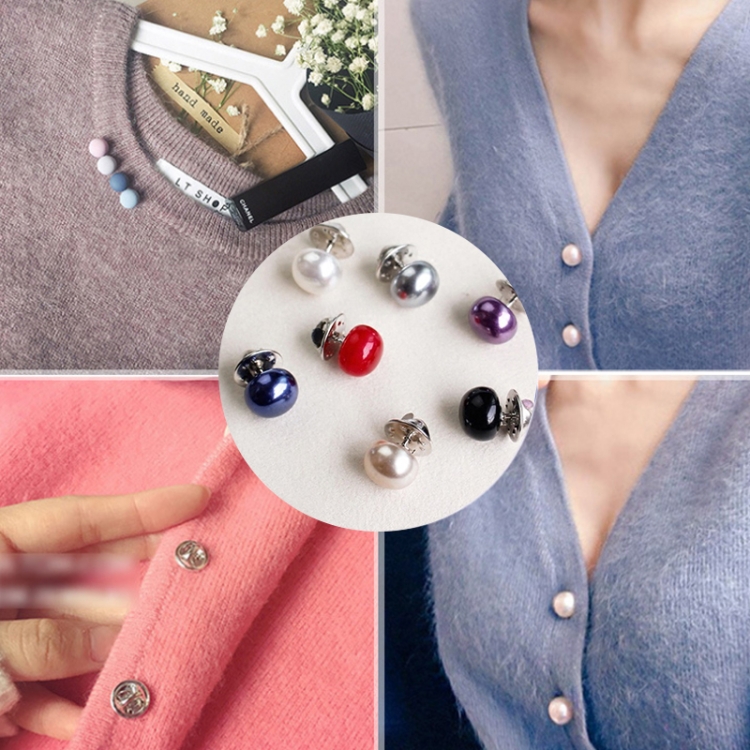 

10 PCS Versatile Pearl Stud Buckle Anti-light Collar Buttonigan Shawl Pin Needle Diy Scarf Collar Pin Brooch Pin(Random Color)