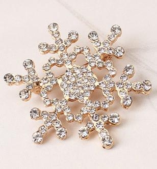 

Fashion Water Drill Christmas Snowflake Brooch(Gold)