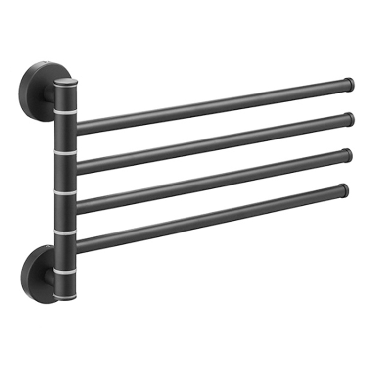 

Stainless Steel Towel Bar Rotating Towel Rack Bathroom Kitchen Wall-mounted Towel Polished Rack Holder, Model:Black Brushed Four Poles