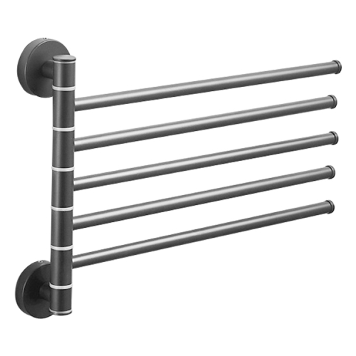 

Stainless Steel Towel Bar Rotating Towel Rack Bathroom Kitchen Wall-mounted Towel Polished Rack Holder, Model:Black Brushed Five Poles