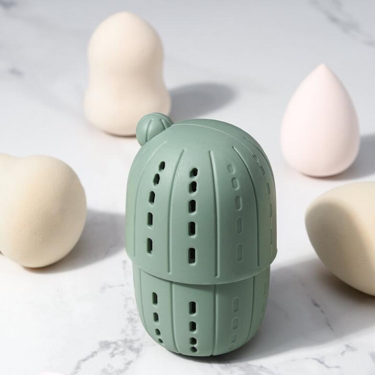 

Beauty Makeup Egg with Lid Cover Storage Box Breathable Mini Puff Sponge Egg Silicone Portable Dustproof Protective Cover(Green)