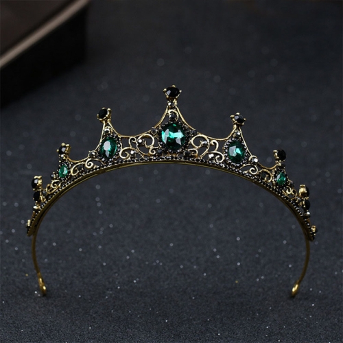 

Vintage Small Baroque Green Crystal Tiaras Crowns for Women Girls Bride Wedding Hair Jewelry Accessories as show