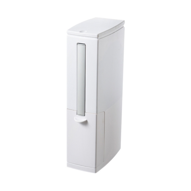 

Bathroom Toilet Toilet Brush Integrated Pressing Open Lid Square Trash Can Set with Brush(Ivory White)