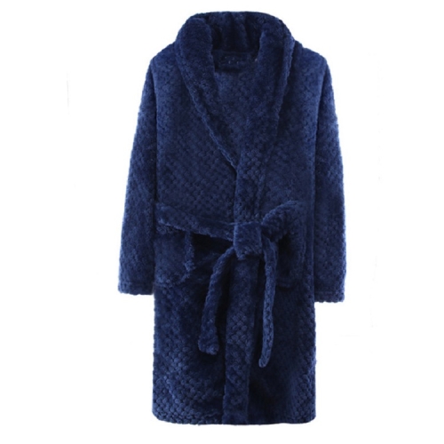 

Winter Flannel Bathrobe Parent Child Bathrobes Home Clothes, Height:110cm(Navy)