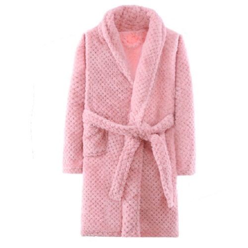 

Winter Flannel Bathrobe Parent Child Bathrobes Home Clothes, Height:120cm(Pink)