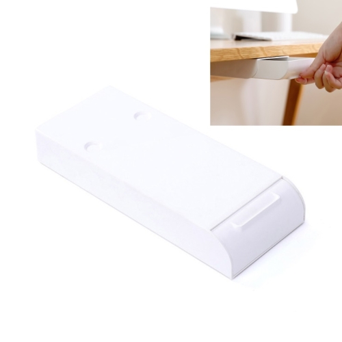 

2 PCS Home Bottom Drawer Storage Box Student Stationery Box Desk Hidden Paste Debris Storage Box(White)