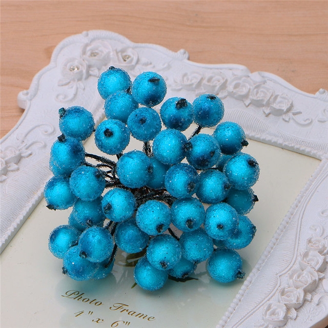 

80PCS 12mm Simulation Berry Frost Red Small Fruit Foam Berry DIY Accessories Flower Arrangement Material(Blue)