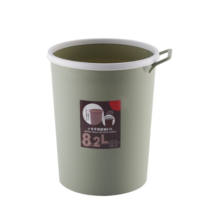 

5 PCS 8.2L Office Kitchen Household Wet and Dry Sorting Sanitary Bucket Round Trash Can with Handle(Green)