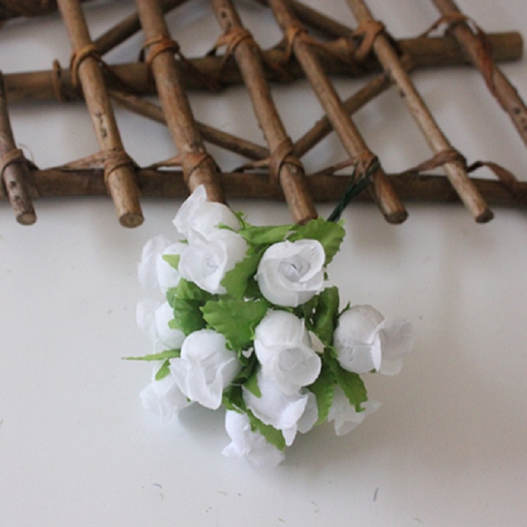 

2 Bundles Mini Simulation Rose Silk Flowers Bouquet Doll House Accessories(White)