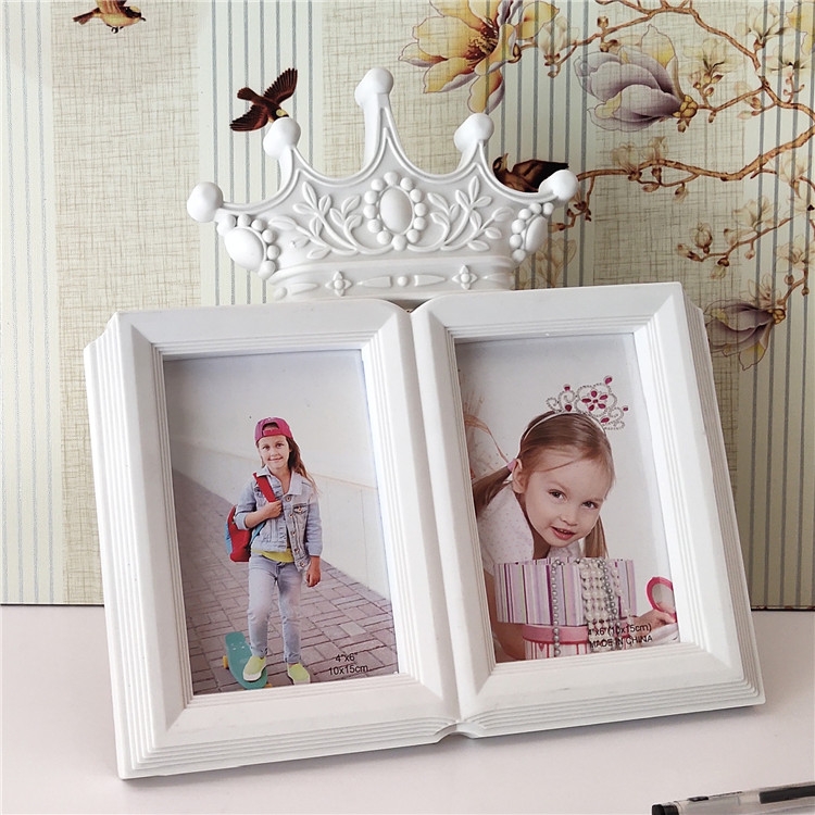 

European Minimalist Creative Siamese Photo Frame Plastic Children Photo Frame, Style:Crown 2 Holes 6 Inches