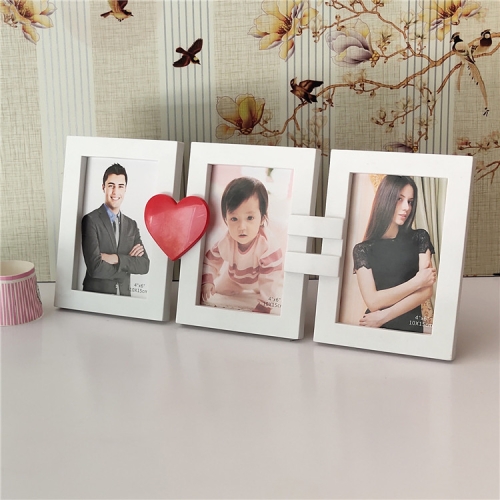 

European Minimalist Creative Siamese Photo Frame Plastic Children Photo Frame, Style:Love 3 Holes 6 Inches
