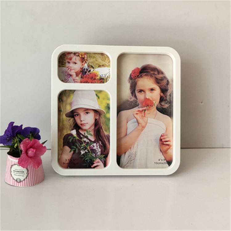 

European Minimalist Creative Siamese Photo Frame Plastic Children Photo Frame, Style:Plane 3 Holes