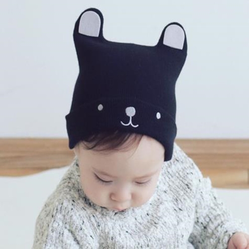 

Baby Hat Cotton Beanie Cap Toddler Infant Baby Girls and Boys Knitted Hats(Black)