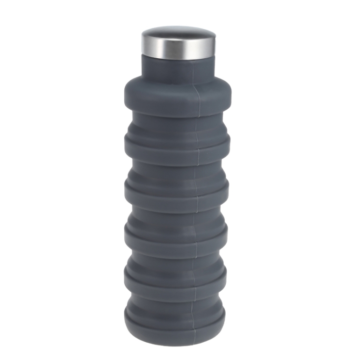 

Portable Silicone Water Bottle Retractable Folding Coffee Bottle Outdoor Travel Drinking Sport Drink Kettle,Capacity:500ml(Gray)