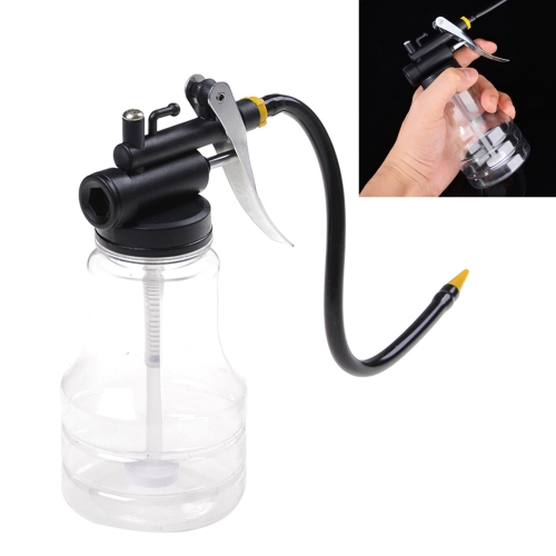 

250cc Transparent High Pressure Pump Oiler Lubrication Oil Can Plastic Machine Oiler Grease 245mm Length flex Gun(Long mouth hose)