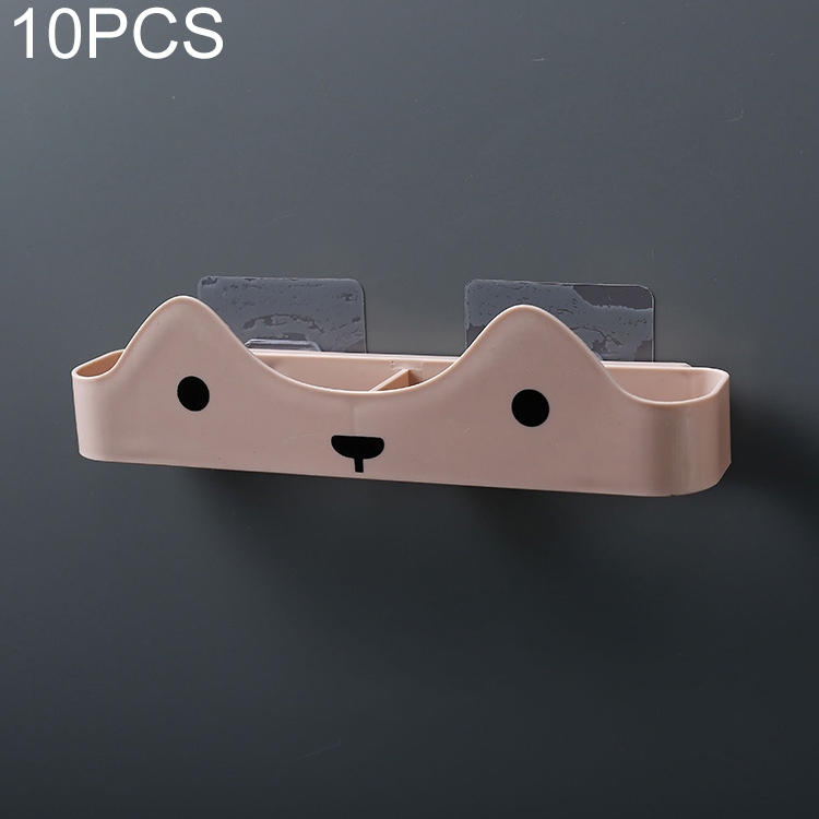 

10 PCS Bathroom Slippers Rack Wall Hanging Drain Slippers Shelf(Pink)