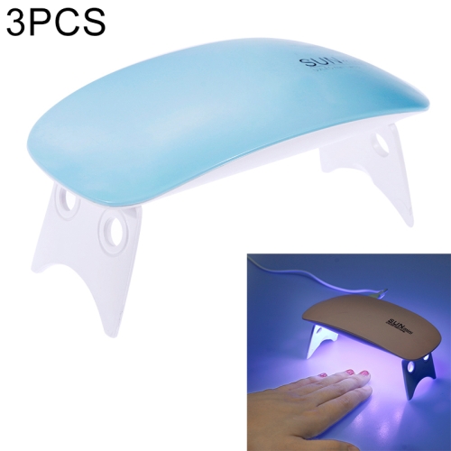 

3 PCS Portable Mini 6W LED Lamp Nail Dryer USB Charge UV Quick Dry Nails Gel Manicure Tool(Blue)