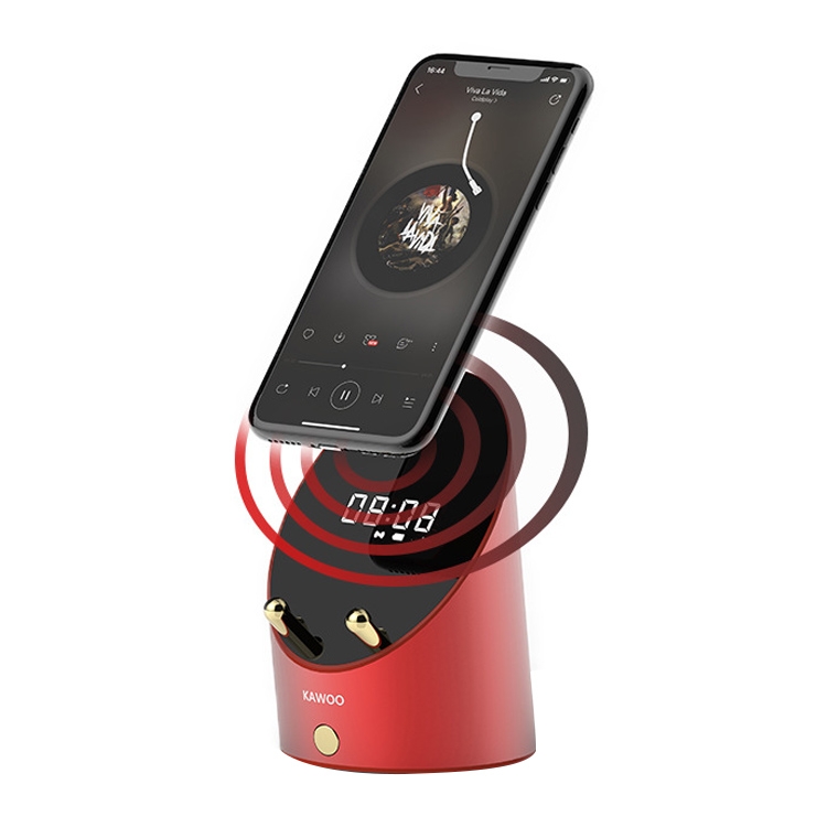

KAWOO Mini Portable Induction Metal Wireless Speaker, Support Bluetooth & Alarm Clock & Mobile Phone Bracket