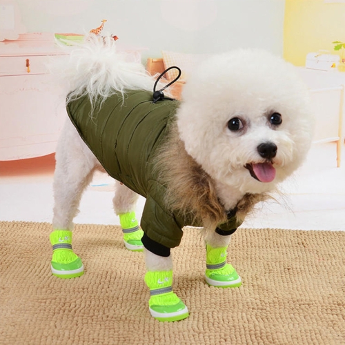 

Pet Dog Coat Winter Warm Small Dog Clothes For Chihuahua Soft Fur Hood Puppy Jacket Clothing for Chihuahua Small Large Dogs, Size:M(Green)