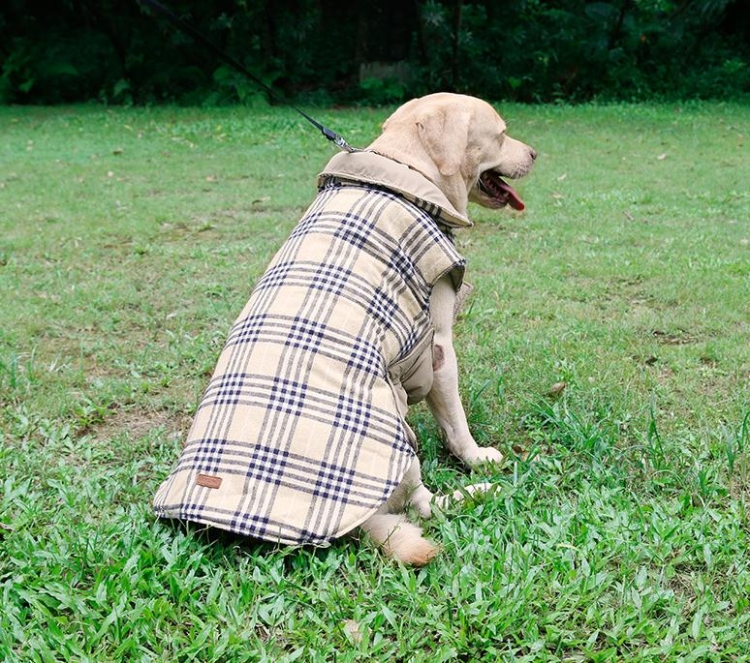 

Winter Waterproof Reversible Dog Jacket Warm Plaid Dog Coats Clothes, Size:XXXL(Grey)