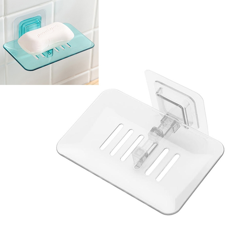 

2 PCS Suction Wall Type Single Layers Transparent Soap Box Bathroom Accessories Soap Dish(White)