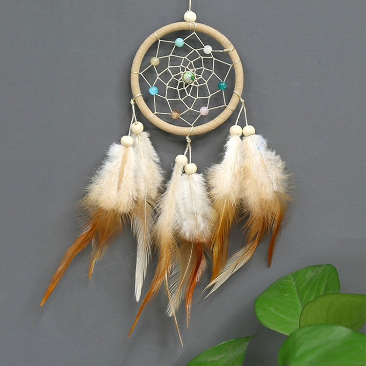 

2 PCS Creative Hand-Woven Crafts Dream Catcher Home Car Wall Hanging Decoration(Beige)