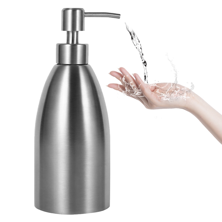 

500ml Stainless Steel Soap Dispenser Kitchen Bathroom Shampoo Box Detergent Bottle