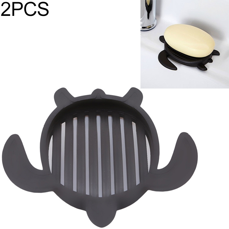 

2 PCS Turtle Soap Holder PP Plastic Home travel Soap box(Black)