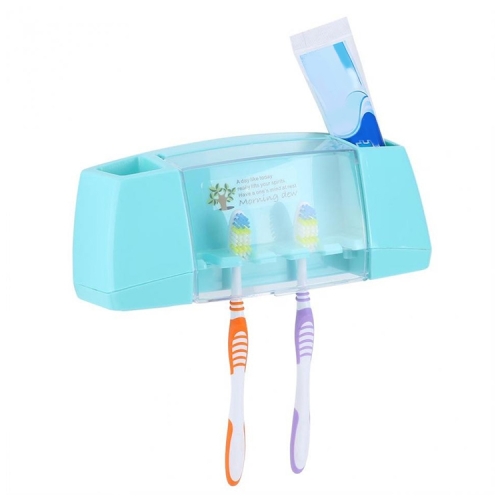 

Bathroom Accessories Suction Plastic Toothbrush Storage Box with Dust Cover Bracket(Blue)