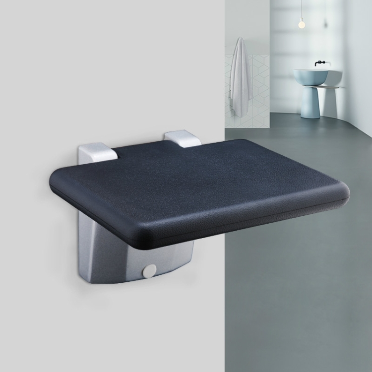 

Wall Mounted Folding Solid Waiting Chairs Bathroom Stool Seat Toilet Chairs(A Blue)