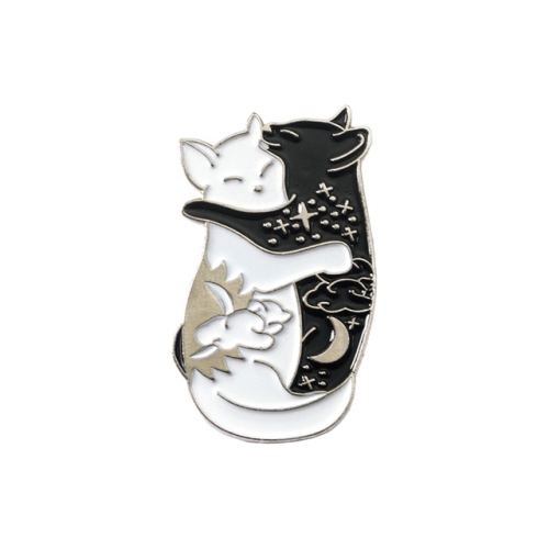 

Hugging Cats Brooches Oil-Dripping Brooch Ornaments(Silver)